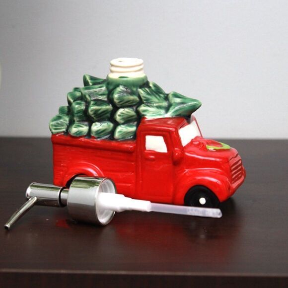 Porcelain Christmas Decorative Soap/Lotion Dispenser Pickup Truck - Picture 6 of 7